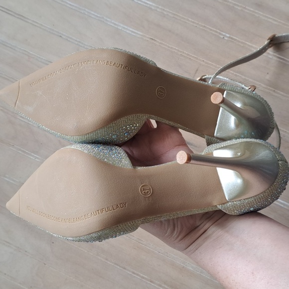 NEW Big Tree Sparkly Pointed Stilettos Gold Sparkly Iridescent Rhinestones Glam - Picture 7 of 11